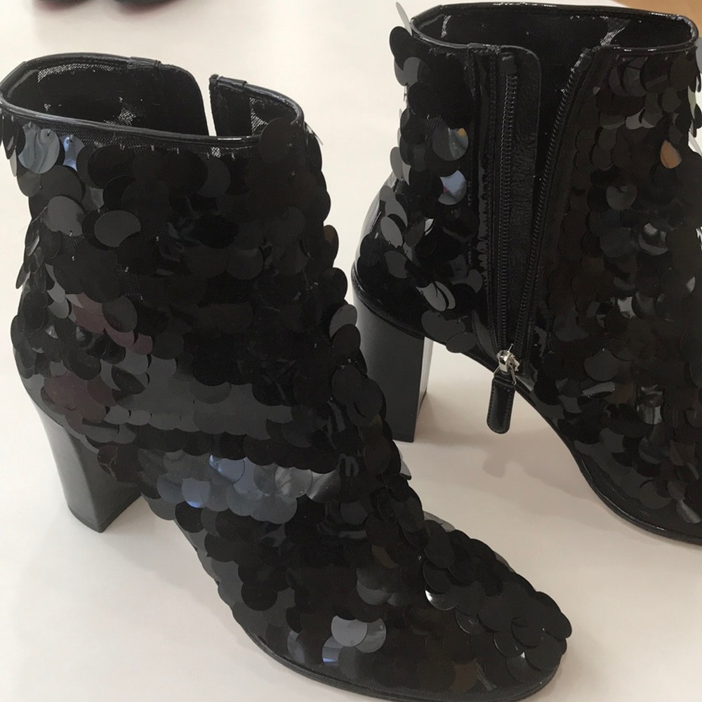 AUTHENTIC CHANEL SEQUIN MESH CC BOOTIES